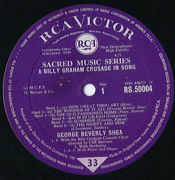 George Beverly Shea : A Billy Graham Crusade In Song (LP)