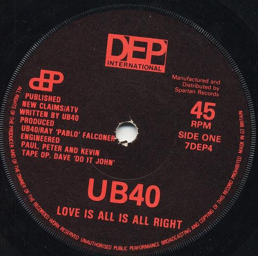 UB40 : Love Is All Is All Right (7", Single)