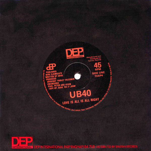 UB40 : Love Is All Is All Right (7", Single)