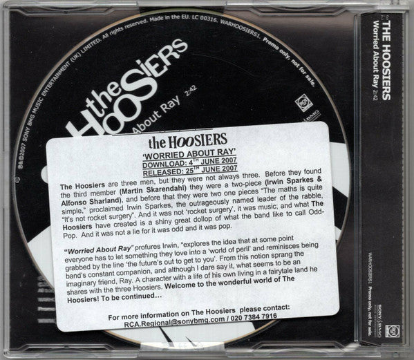 The Hoosiers : Worried About Ray (CD, Single, Promo)