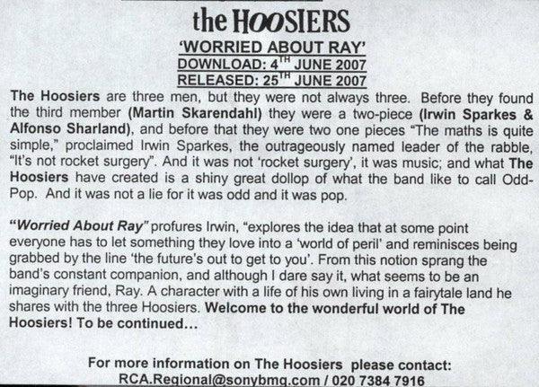 The Hoosiers : Worried About Ray (CD, Single, Promo)