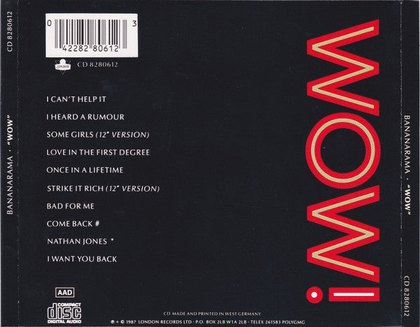 Bananarama : Wow! (CD, Album)