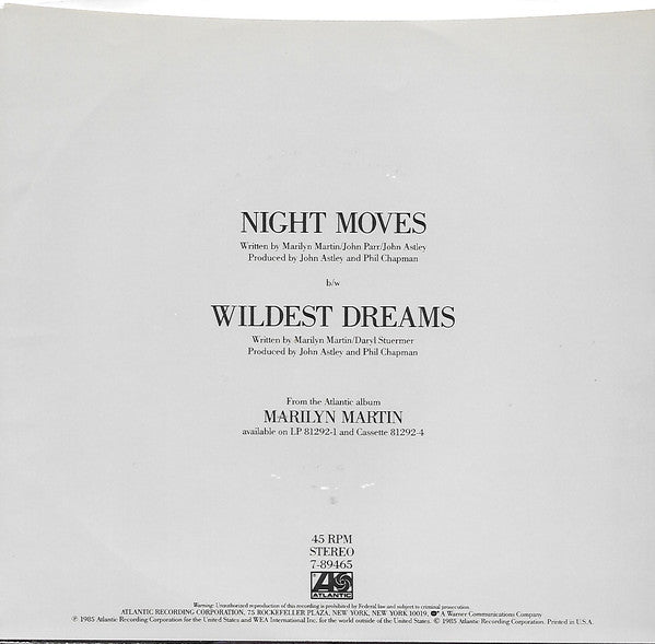 Marilyn Martin : Night Moves (7", Spe)