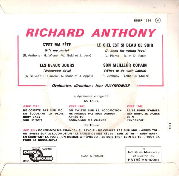 Richard Anthony (2) : C'est Ma Fête (7", EP)
