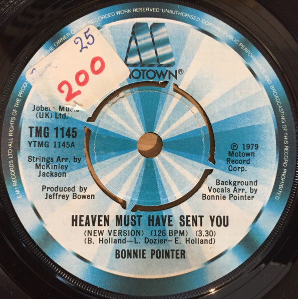 Bonnie Pointer : Heaven Must Have Sent You (New Version) (7", Pus)