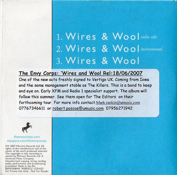 The Envy Corps : Wires & Wool (CD, Single, Promo)