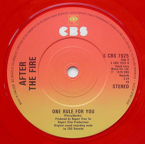 After The Fire : One Rule For You (7", Single, Red)