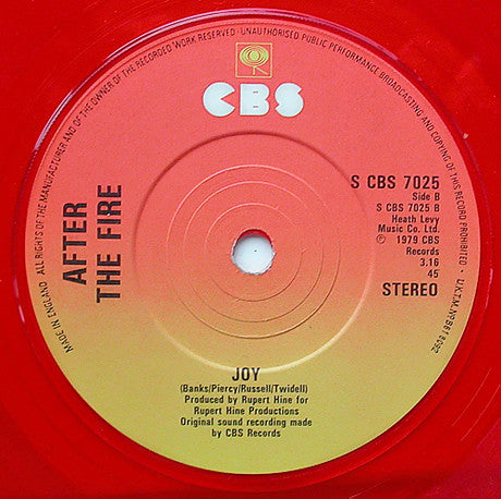 After The Fire : One Rule For You (7", Single, Red)