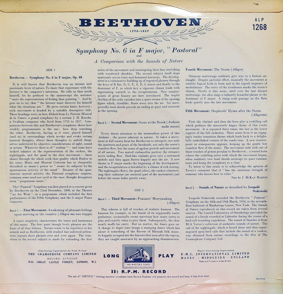 Ludwig van Beethoven, Leopold Stokowski : Beethoven's 6th Symphony (the Pastoral)  (LP, Mono)