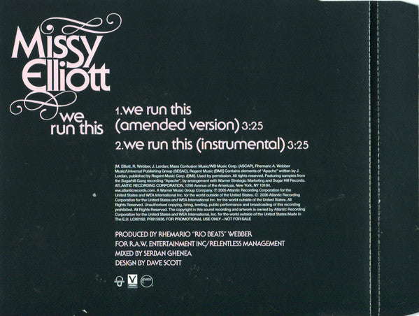 Missy Elliott : We Run This (CD, Promo)