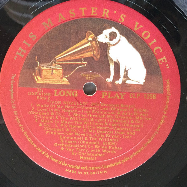 Ivor Novello, Vanessa Lee, Julie Bryan, Marion Grimaldi, Ivor Emmanuel, The Williams Singers, Michael Collins And His Orchestra : Ivor Novello (His Greatest Songs) (LP, Mono)