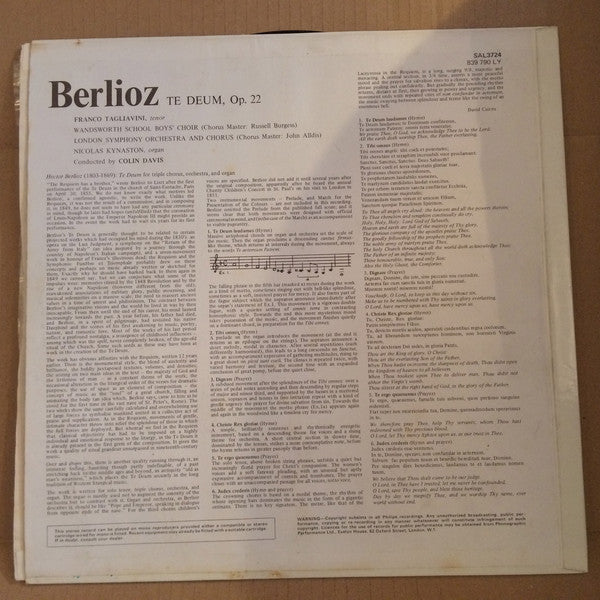 Hector Berlioz : London Symphony Orchestra & London Symphony Chorus, Sir Colin Davis : Te Deum (LP)