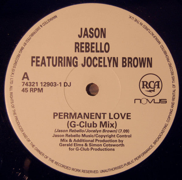 Jason Rebello Featuring Jocelyn Brown : Permanent Love (G-Club Mix) (12", Promo)