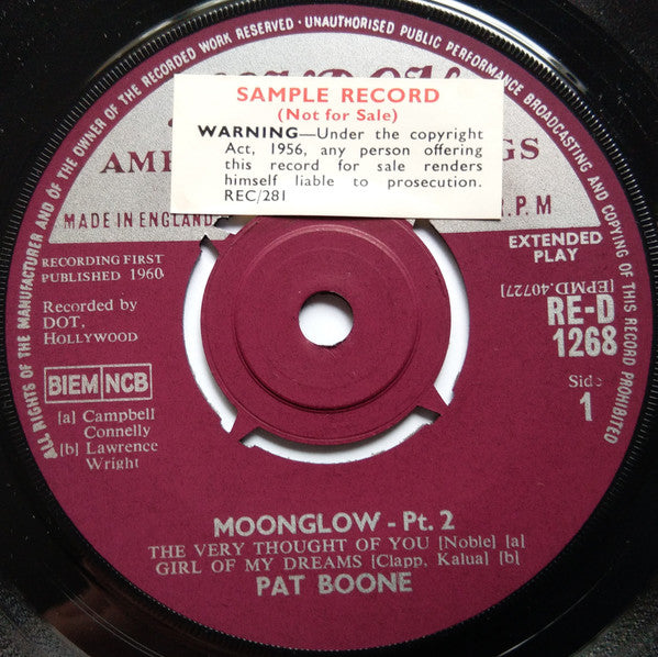 Pat Boone : Moonglow, Part 2 (7", EP, Mono)