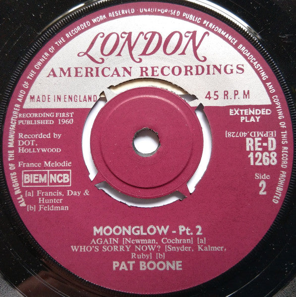 Pat Boone : Moonglow, Part 2 (7", EP, Mono)