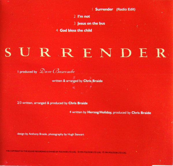 Chris Braide : Surrender (CD, Single, Promo)