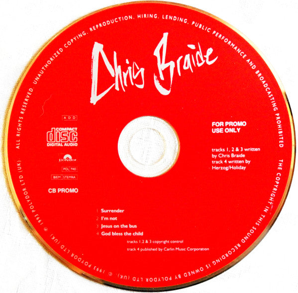 Chris Braide : Surrender (CD, Single, Promo)