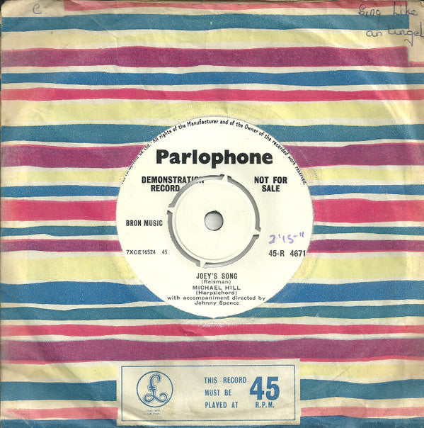 Michael Hill (7) : Joey's Song / Juke's Jingle (7", Promo)