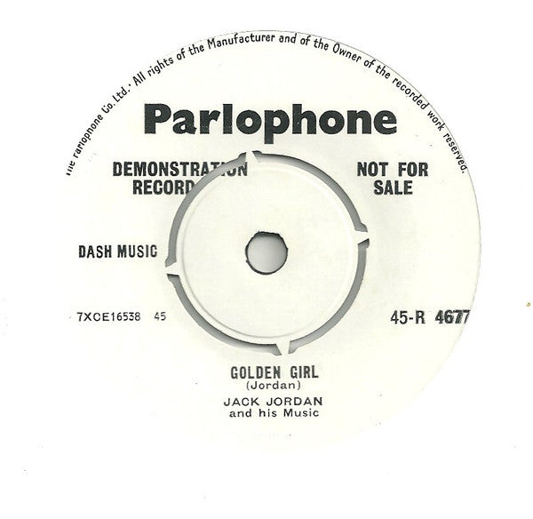 Jack Jordan And His Music : Golden Girl / Beauty And The Beach (7", Single, Promo)