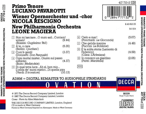 Luciano Pavarotti : Primo Tenore (CD, Album, RM, RP)