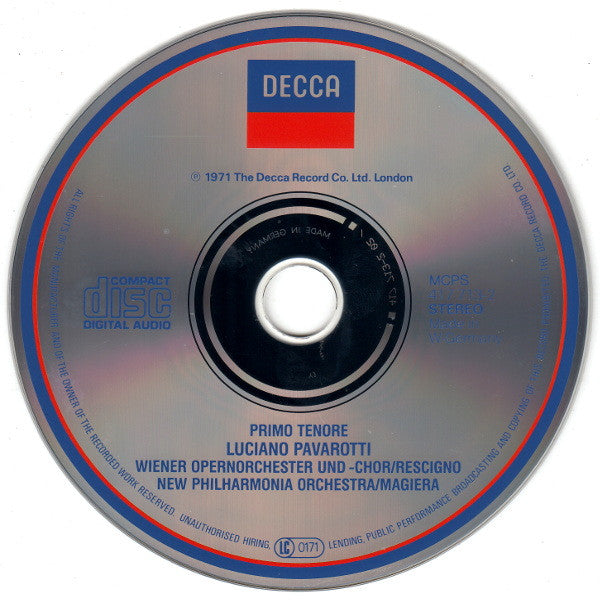 Luciano Pavarotti : Primo Tenore (CD, Album, RM, RP)