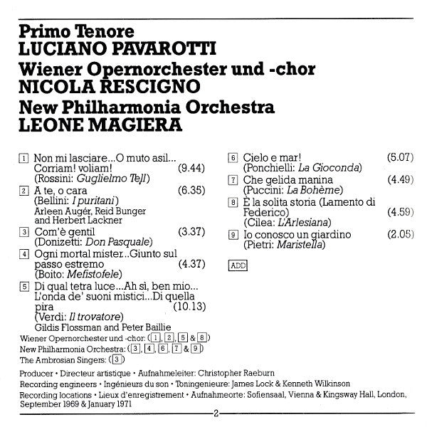 Luciano Pavarotti : Primo Tenore (CD, Album, RM, RP)