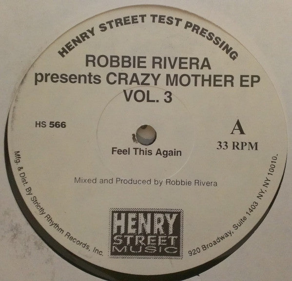 Robbie Rivera : Crazy Mother EP Vol. 3 (12", EP, TP)