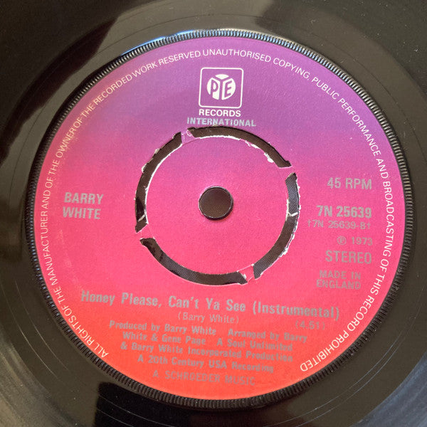 Barry White : Honey Please, Can't Ya See (7", Kno)