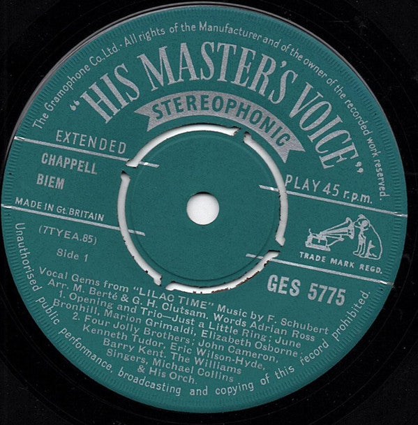 June Bronhill, Thomas Round, John Cameron, The Williams Singers, Michael Collins And His Orchestra : Vocal Gems From Lilac Time (7", EP)
