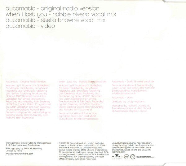 Sarah Whatmore : Automatic (CD, Single, Enh)