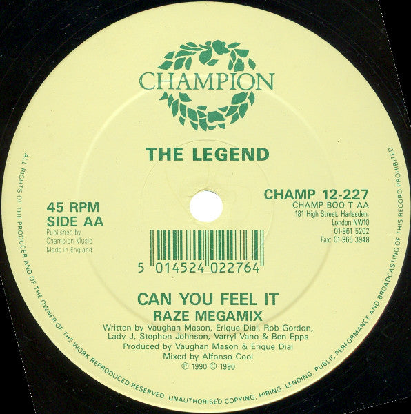 The Legend (2) : Can You Feel It (12", Mixed)