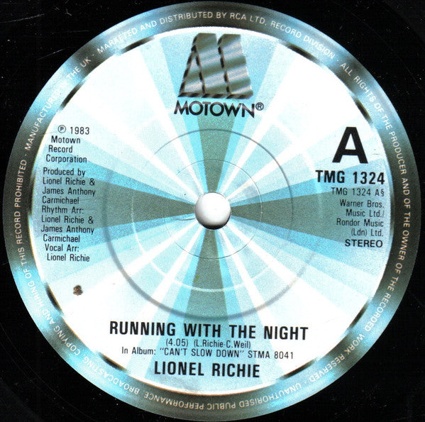 Lionel Richie : Running With The Night (Special Remix) (7", Single, Sol)
