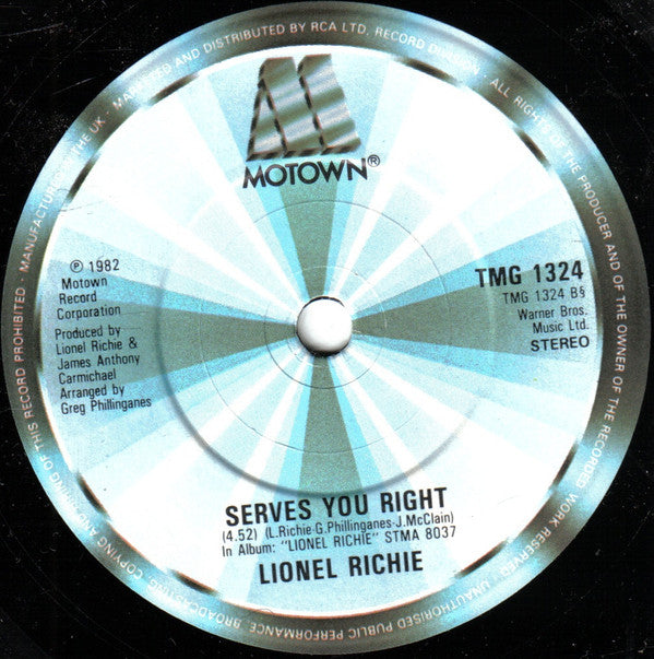 Lionel Richie : Running With The Night (Special Remix) (7", Single, Sol)