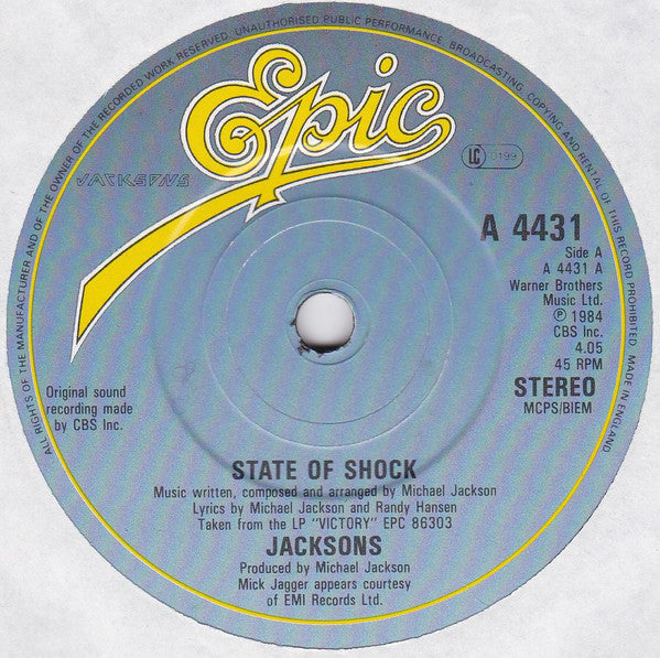 The Jacksons : State Of Shock (7", Single, Pap)