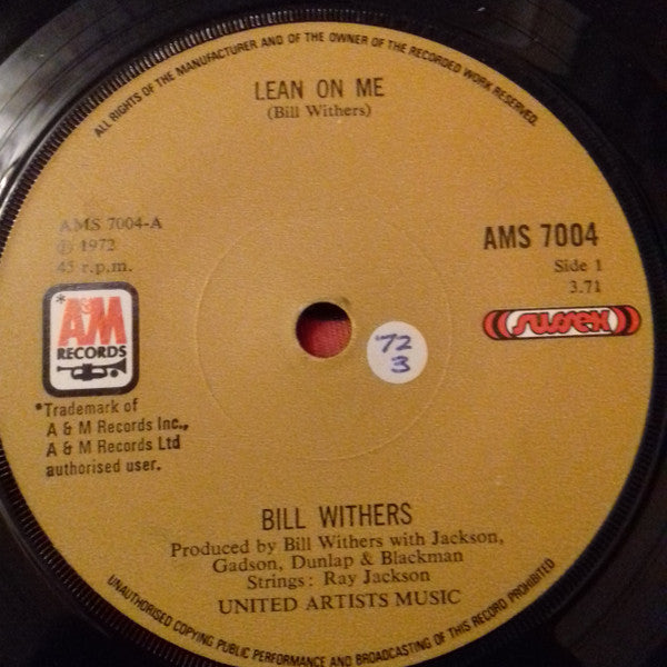 Bill Withers : Lean On Me (7", Single, Sol)