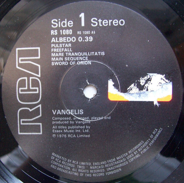 Vangelis : Albedo 0.39 (LP, Album, RE, Gat)