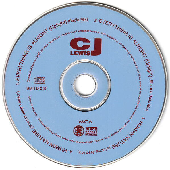 CJ Lewis : Everything Is Alright (Uptight) (CD, Single)