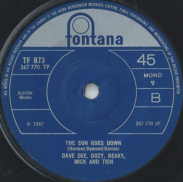 Dave Dee, Dozy, Beaky, Mick & Tich : Zabadak! (7", Single, Mono, Sol)