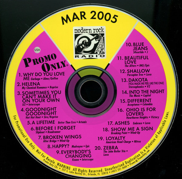 Various : Promo Only Modern Rock Radio: March 2005 (CD, Comp, Promo)