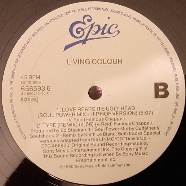 Living Colour : Love Rears It's Ugly Head (12", Single)