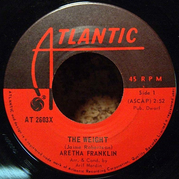 Aretha Franklin : The Weight / Tracks Of My Tears (7", Single)