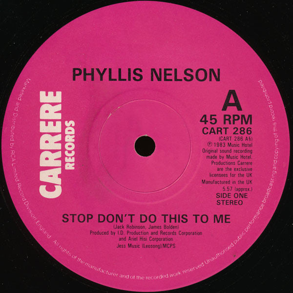 Phyllis Nelson : Stop Don't Do This To Me (12")