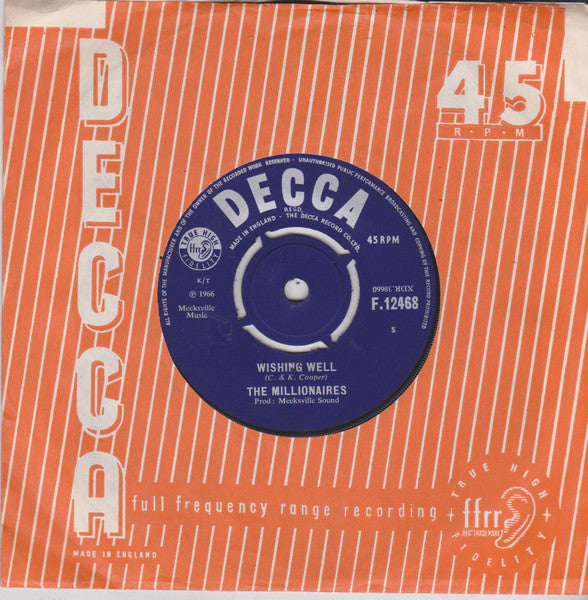 The Millionaires (6) : Wishing Well (7", Single, Mono)