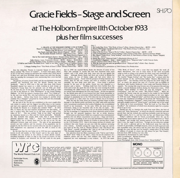 Gracie Fields : Stage And Screen (LP, Comp, Mono)