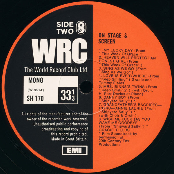 Gracie Fields : Stage And Screen (LP, Comp, Mono)