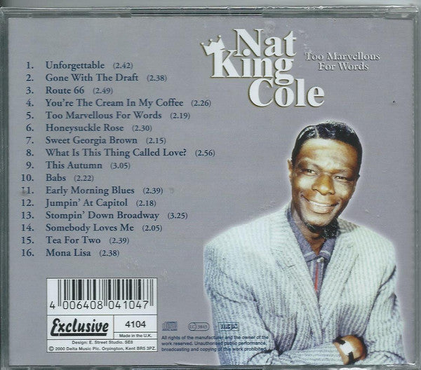 Nat King Cole : Too Marvellous For Words (CD, Album, Comp)