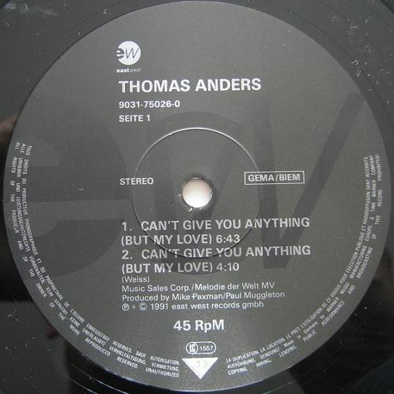 Thomas Anders : Can't Give You Anything (But My Love) (12", Maxi)