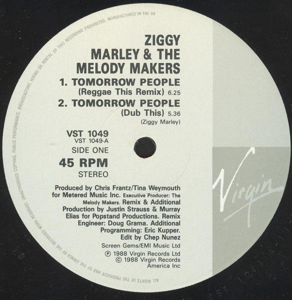 Ziggy Marley And The Melody Makers : Tomorrow People (12")