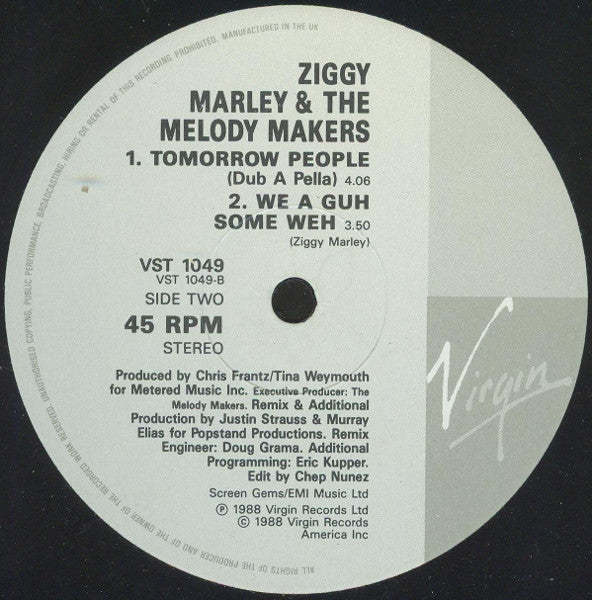 Ziggy Marley And The Melody Makers : Tomorrow People (12")