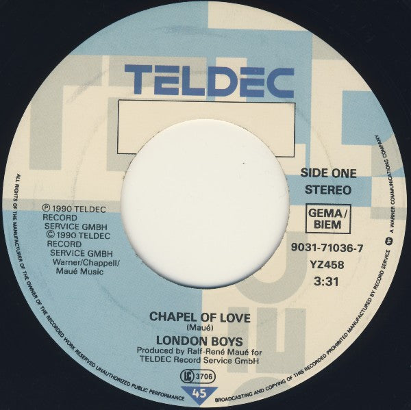 London Boys : Chapel Of Love (7", Single, Lar)